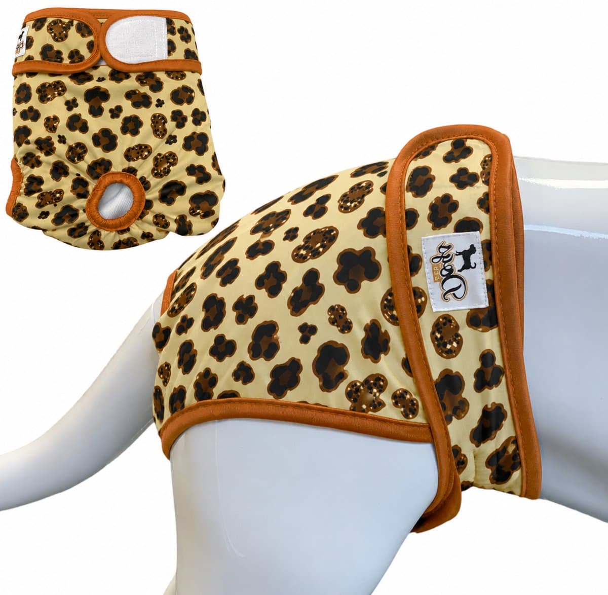 Dogs&Co® Loopsheidbroekje Leopard - Maat M - Katoen & Mesh Stretchy met Klittenband - Hondenluier - Loopsheidbroekje hond - Honden - Incontinentiebroekjes