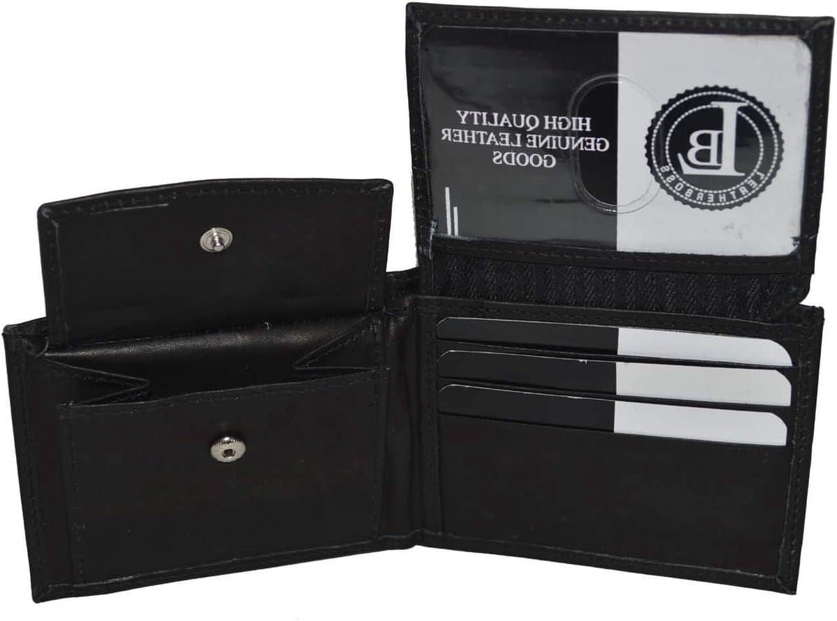 Jongens Portemonnee - Compact Bifold - Geld Bewaren - Muntvak - 9 cm x 7.5 cm - Zwart