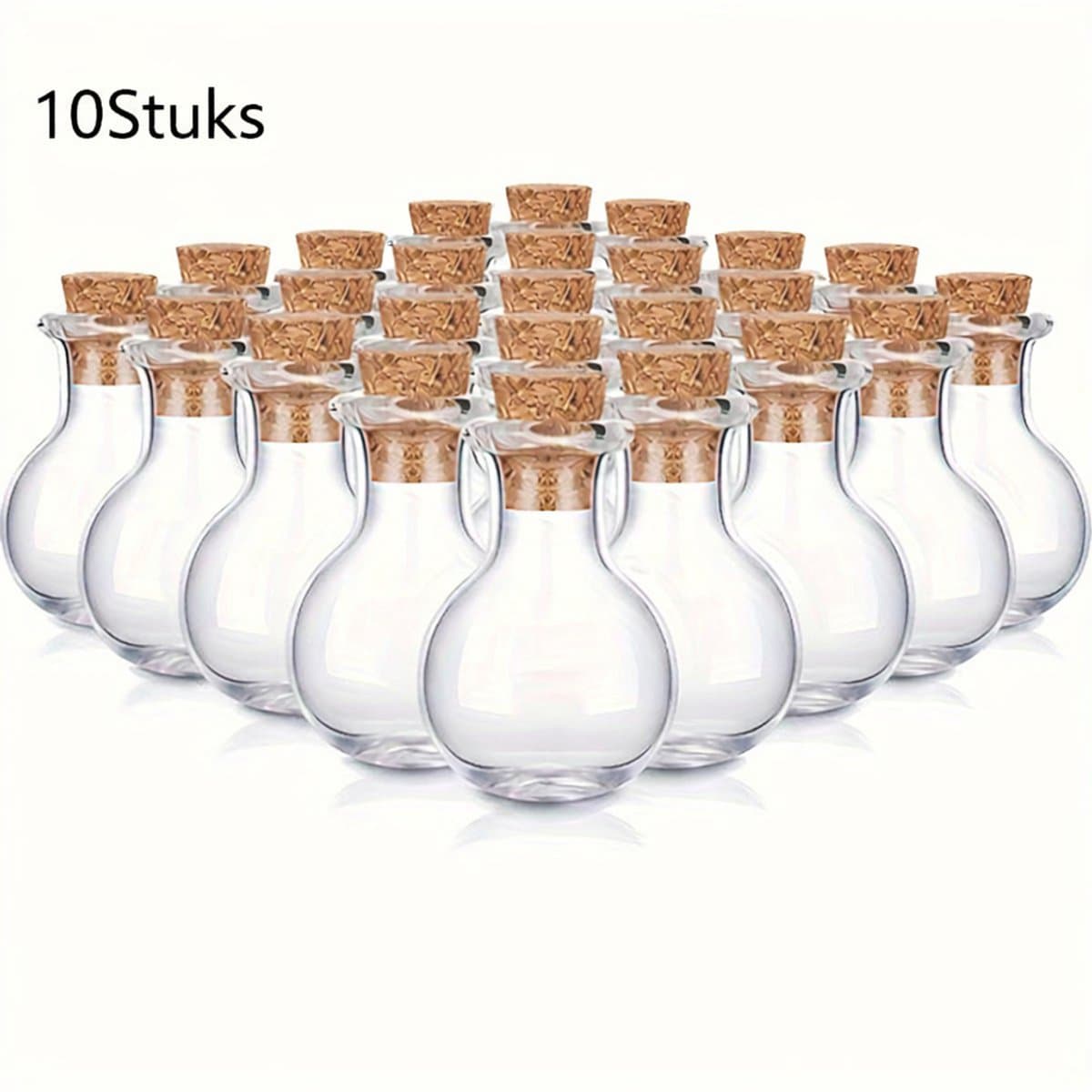 Mini Glazen Flesjes met Kurk – Set van 10 – 2,5 cm Kleine Decoratie Flesjes – DIY Knutselen, Cadeau & Opslag