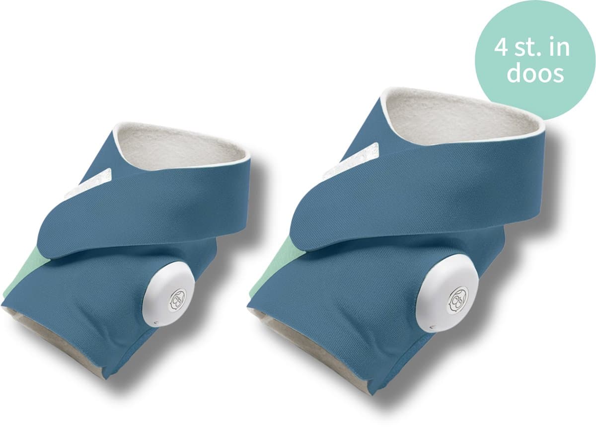 Owlet Stoffen Accessoire Sokje voor Owlet Dream Sock - 4 Pack voor baby's van 0 tem 18m - Hypoallergeen en ultrazacht - Beddtime Blue