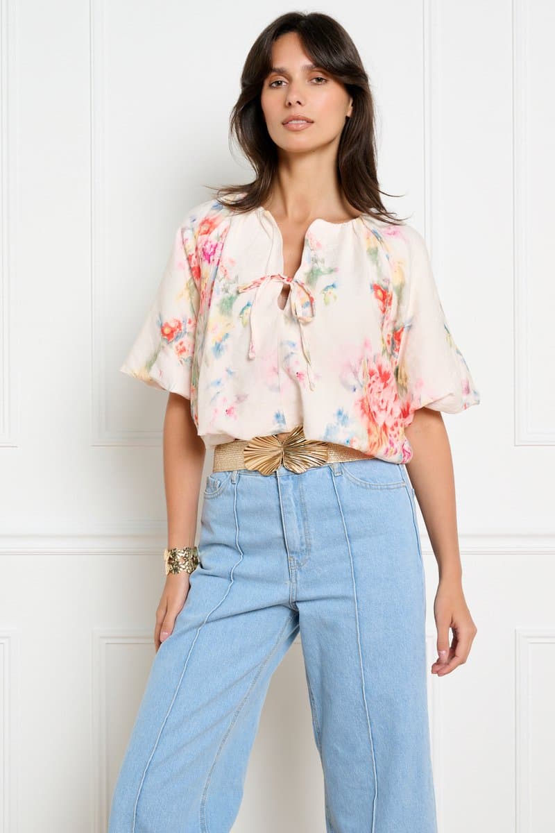 LolaLiza Blouse C Sissy 05703146 Vanilla/pink/khaki Dames Maat - W40