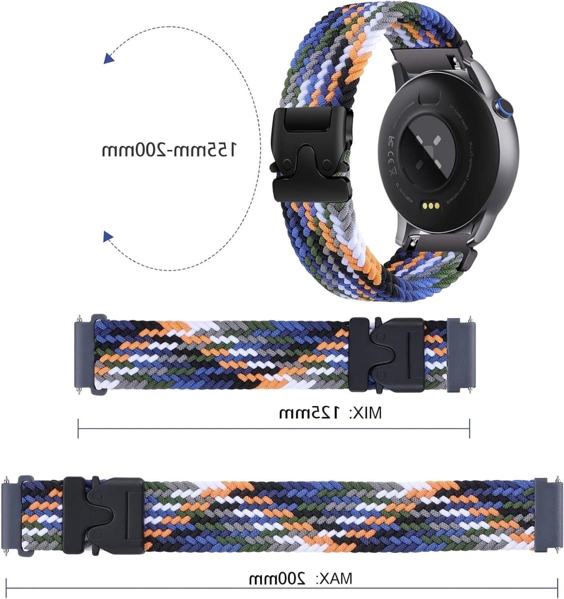Sportieve Nylon Vervangband voor Smartwatches, Geschikt voor 22mm Modellen zoals Bip 6, Stratos 3 en GTR 47mm, Duurzaam en Comfortabel voor Actieve Gebruikers