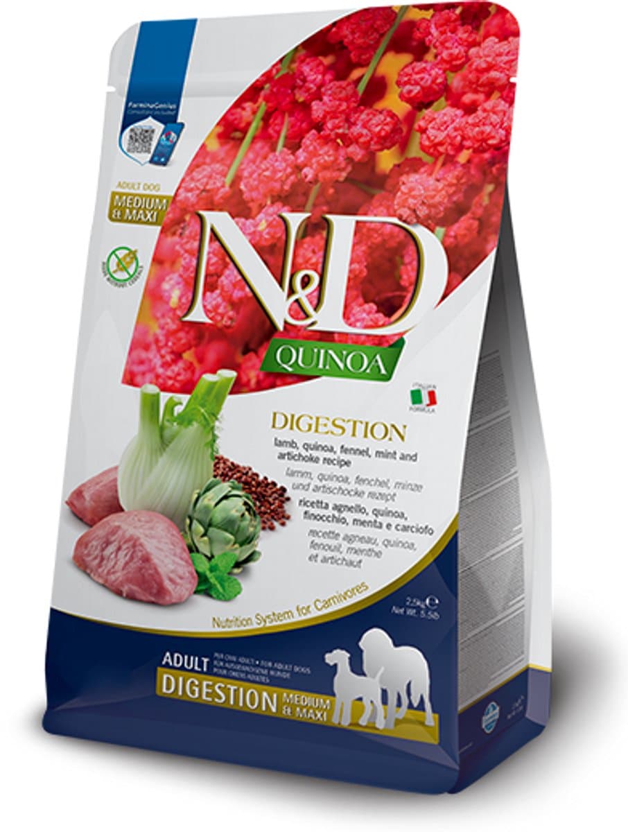 Farmina N&D Quinoa Vertering Hondenvoer voor Volwassen Kleine Rassen Lam 2,5 kg
