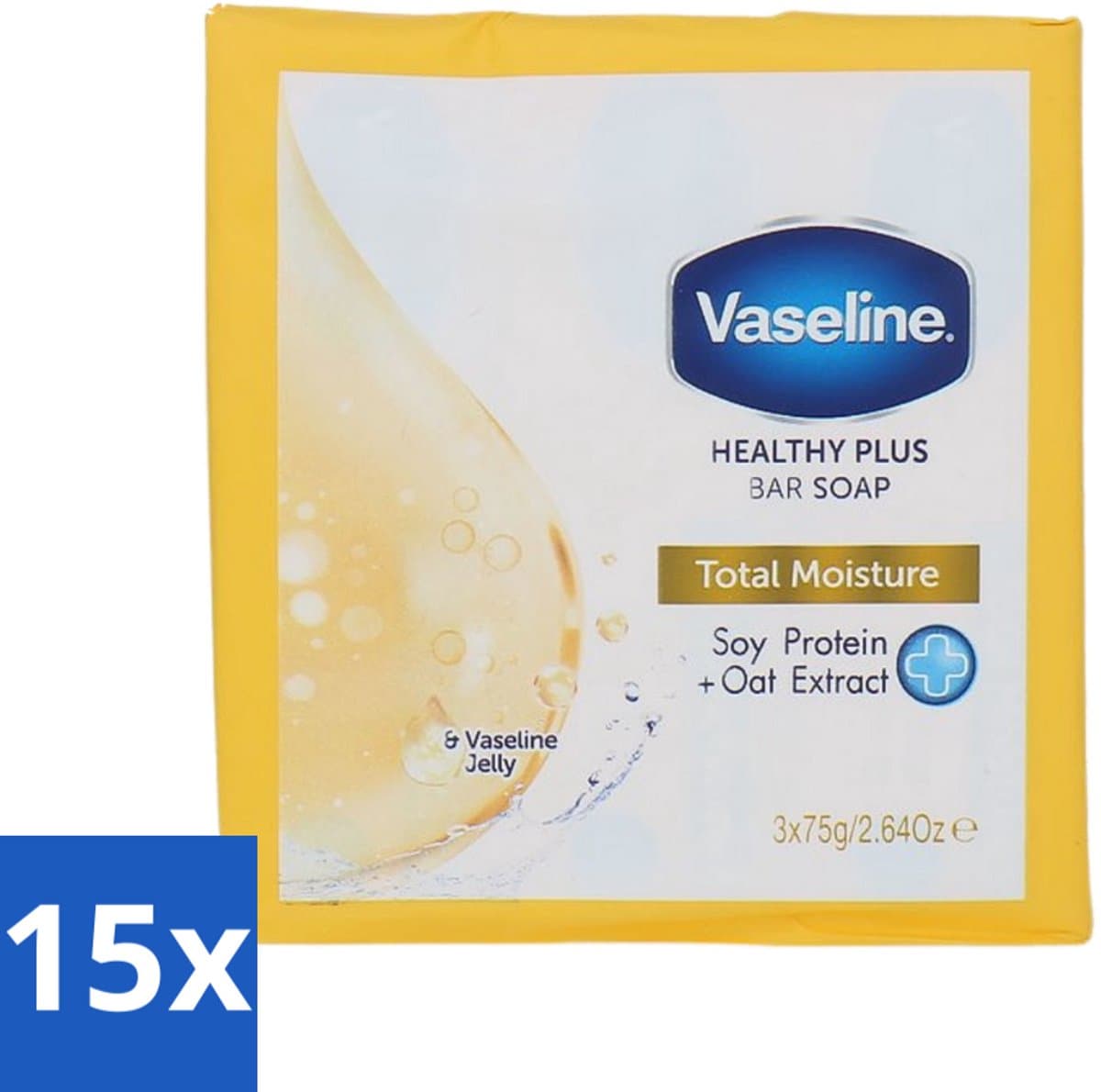 Vaseline - Total Moisture - Zeeptablet - Healthy Plus - 3x75 g - Bulkverpakking - 15 stuks