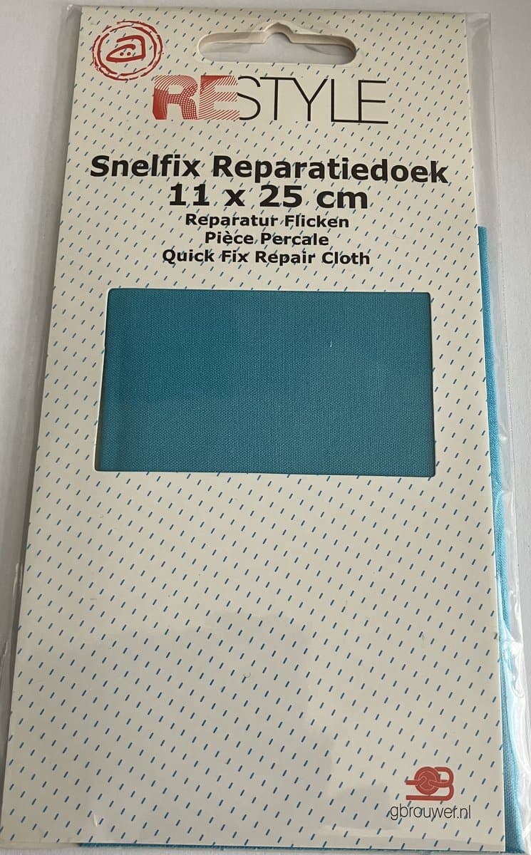 Reparatiedoek aqua blauw 11 x 25 cm