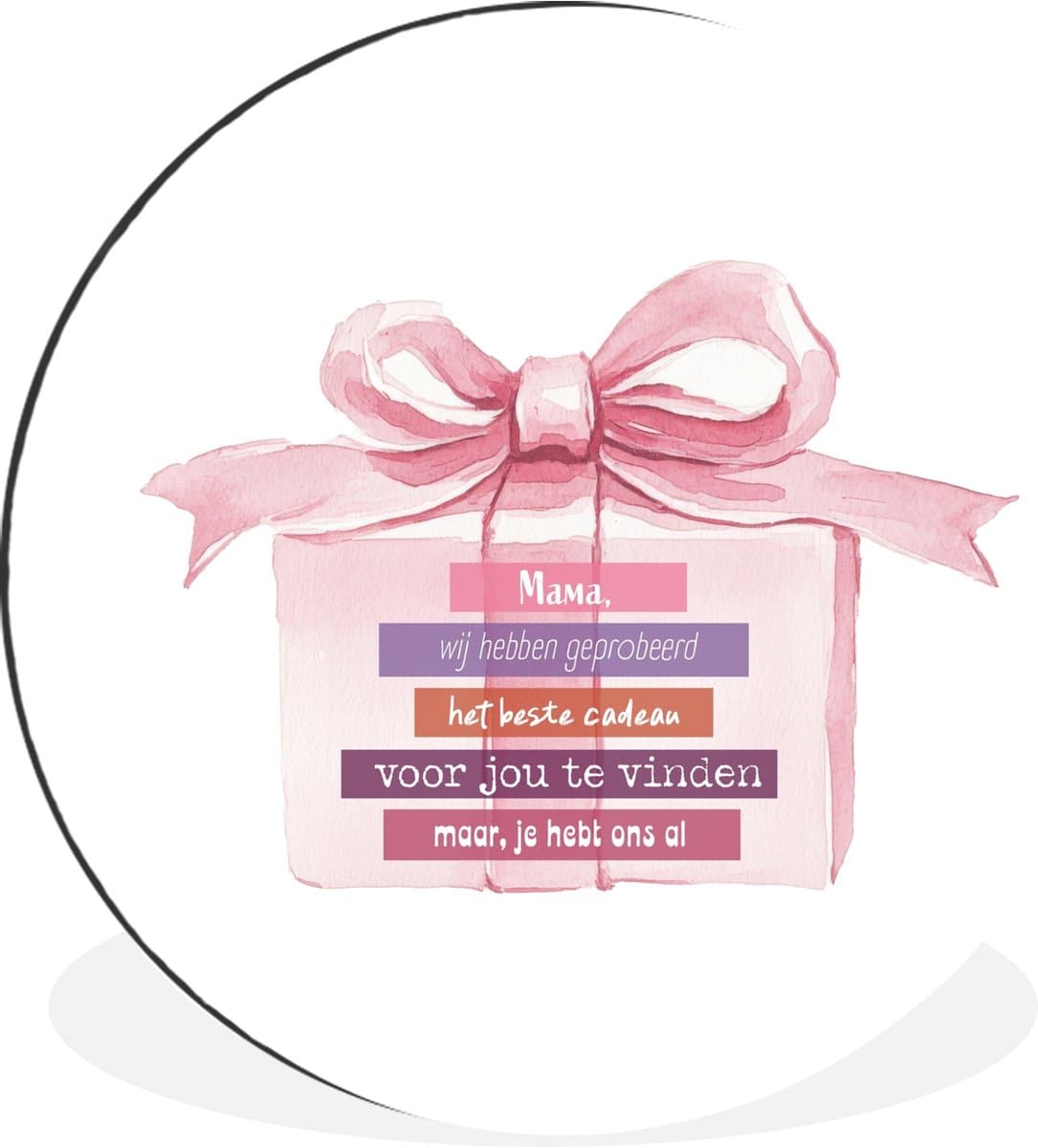 WallCircle - Wandcirkel - Muurcirkel - Cadeau - Strik - Tekst - Roze - Aluminium - Dibond - 60x60 cm - Binnen en Buiten