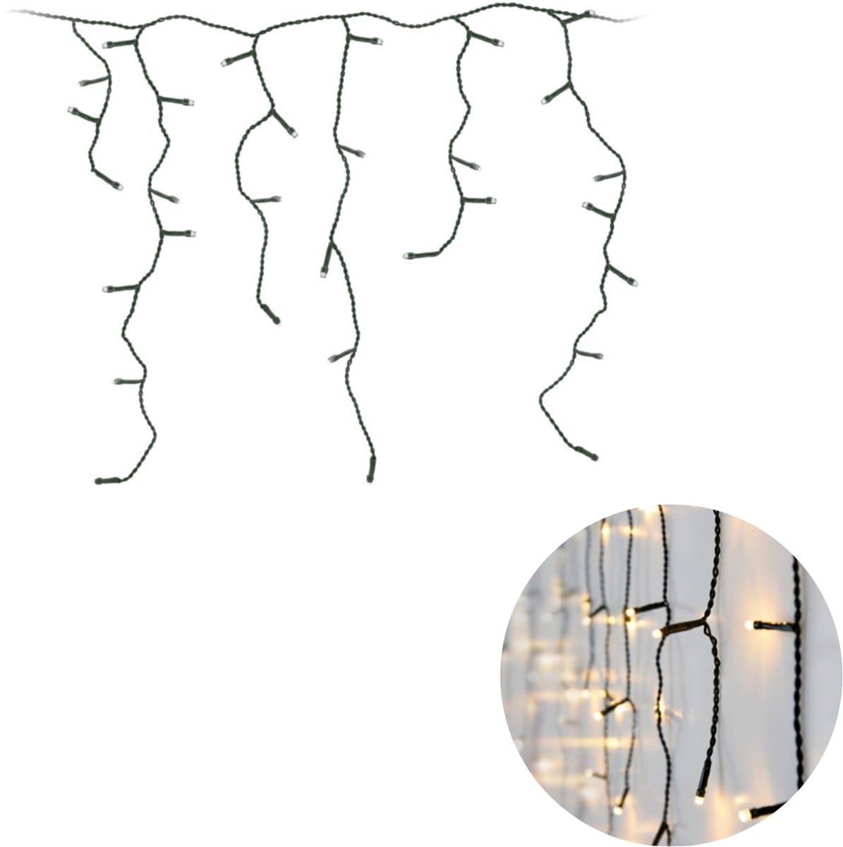 Cheqo® IJspegel Verlichting voor Buiten en Binnen - Lichtgordijn - Kerstverlichting - 360 LED - 12 meter - Warm Wit - 8 Lichtfuncties