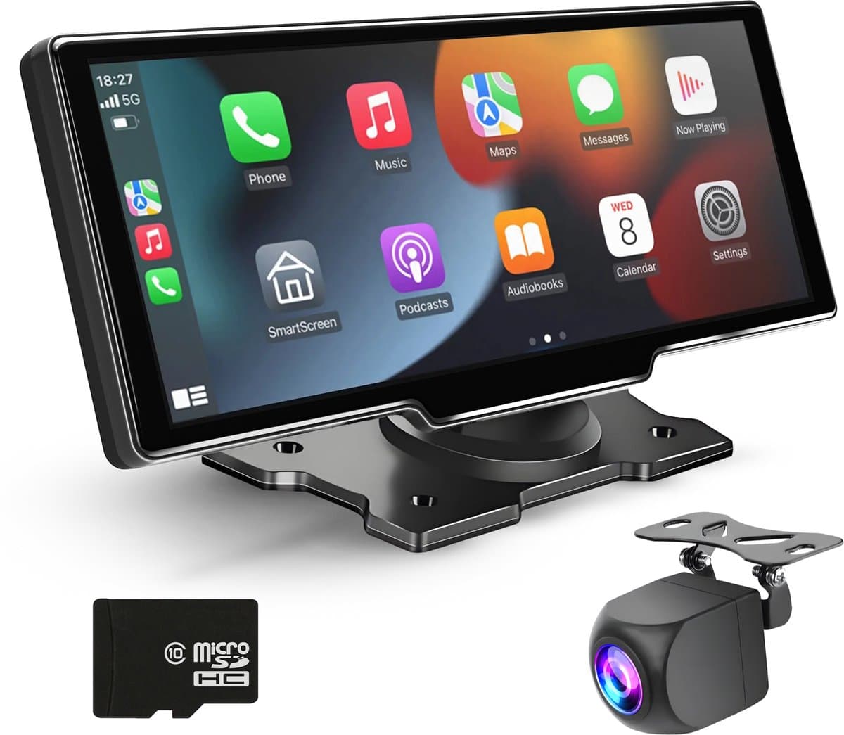 MasonPro Navigatiesysteem – Geschikt voor Apple Carplay & Android Auto – Draadloos & Universeel – Incl. Achteruitrijcamera – Incl. 64GB SD – Touchscreen – 10 Inch – Zwart