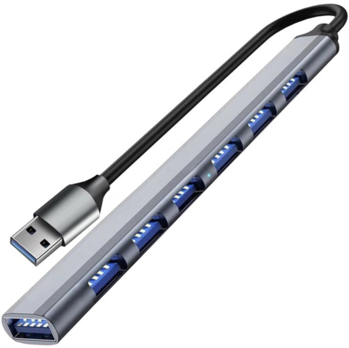 Izoxis 7-poorts USB Hub - USB 3.2 Gen.1 - Snelle Connectiviteit en Slank Aluminium Ontwerp