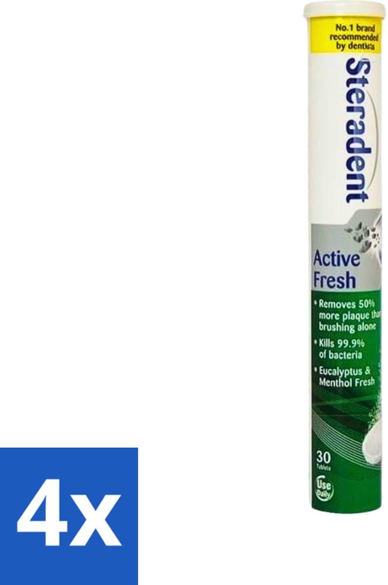 Steradent Kunstgebit Reinigingstabletten Active Fresh Plus 30 tabletten - Voordeelverpakking - 4 stuks