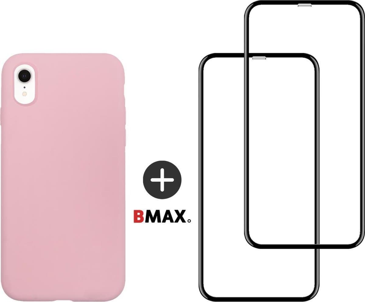 BMAX Telefoonhoesje geschikt voor iPhone 11 Pro - Siliconen hardcase hoesje lichtroze - Met 2 screenprotectors full cover