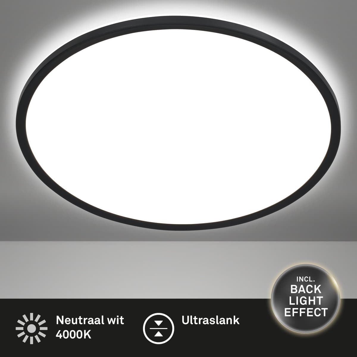 Briloner SLIM LED plafondlamp 1x LED afstandsbediening 30 W 3500 lm kunststof zwart