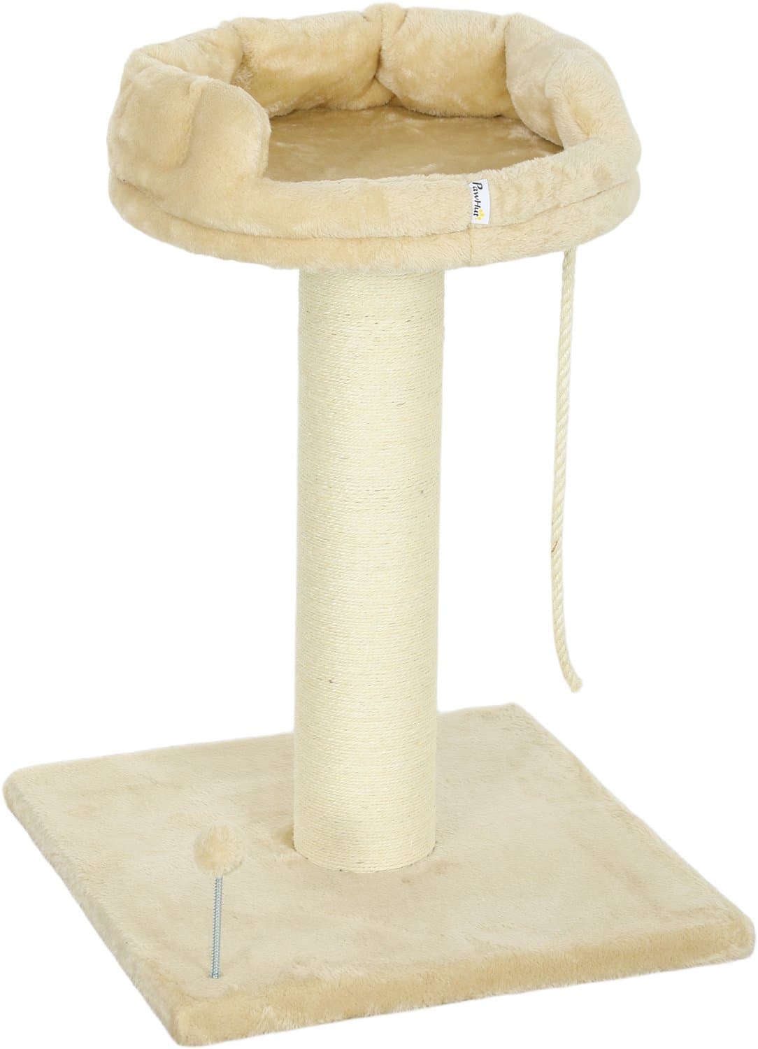 Pawona Krabpaal met kattenbed en speelgoed - 55 x 55 x 83 cm - Crème