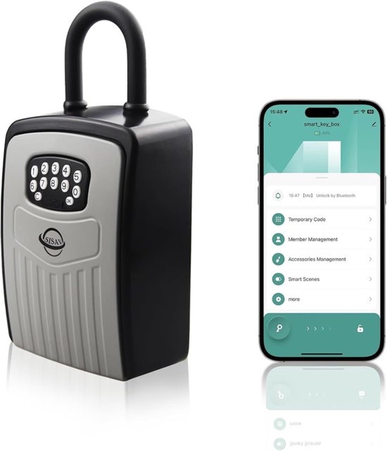 Sleutelkluis - Slimme codekluis - Veilige sleutelopslag - Appbediening zonder wifi - 14.5 x 10.5 x 5.5 cm - Zwart