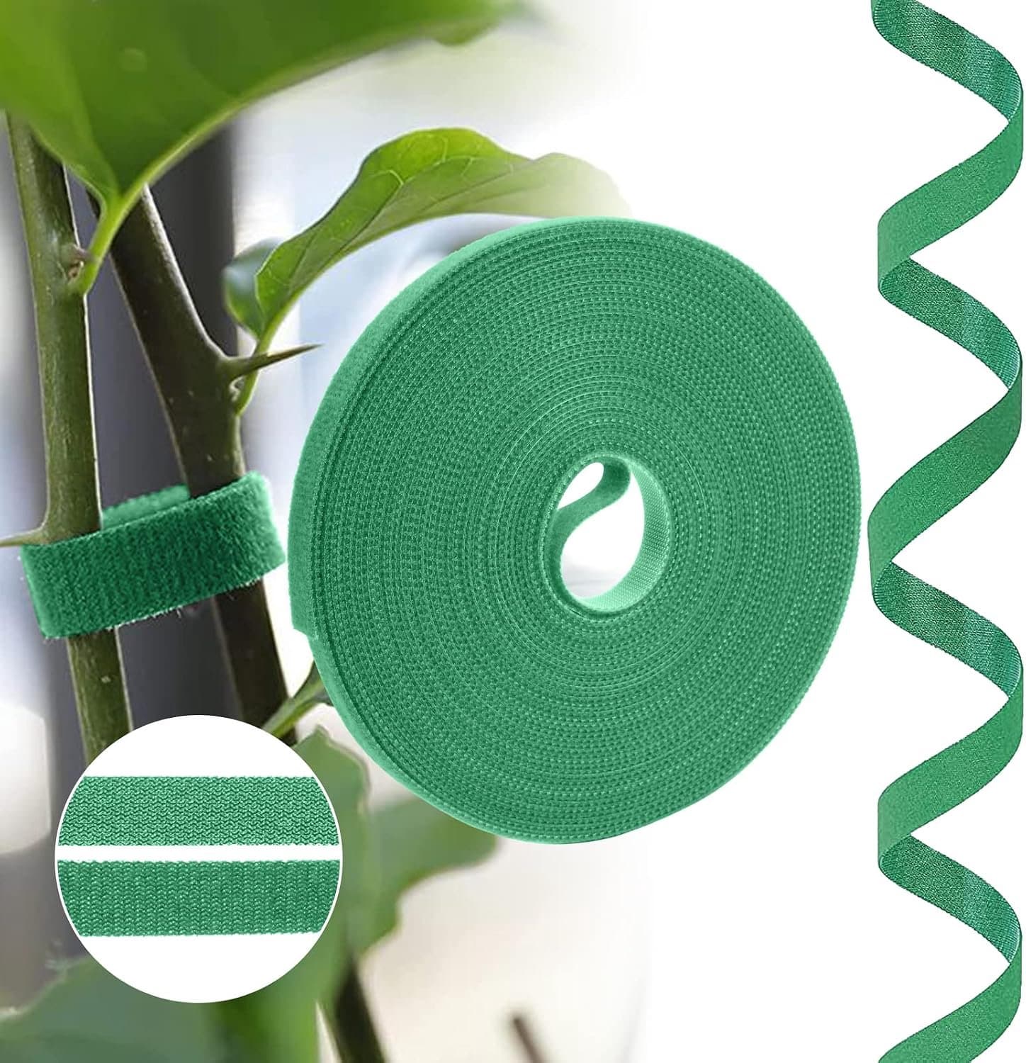 Plantenbinders - 10 m - Herbruikbare Plantenband - Dubbelzijdig Zelfklevend - 10 mm Breed - Weerbestendig - Voor Klimplanten en Tuin - Groen