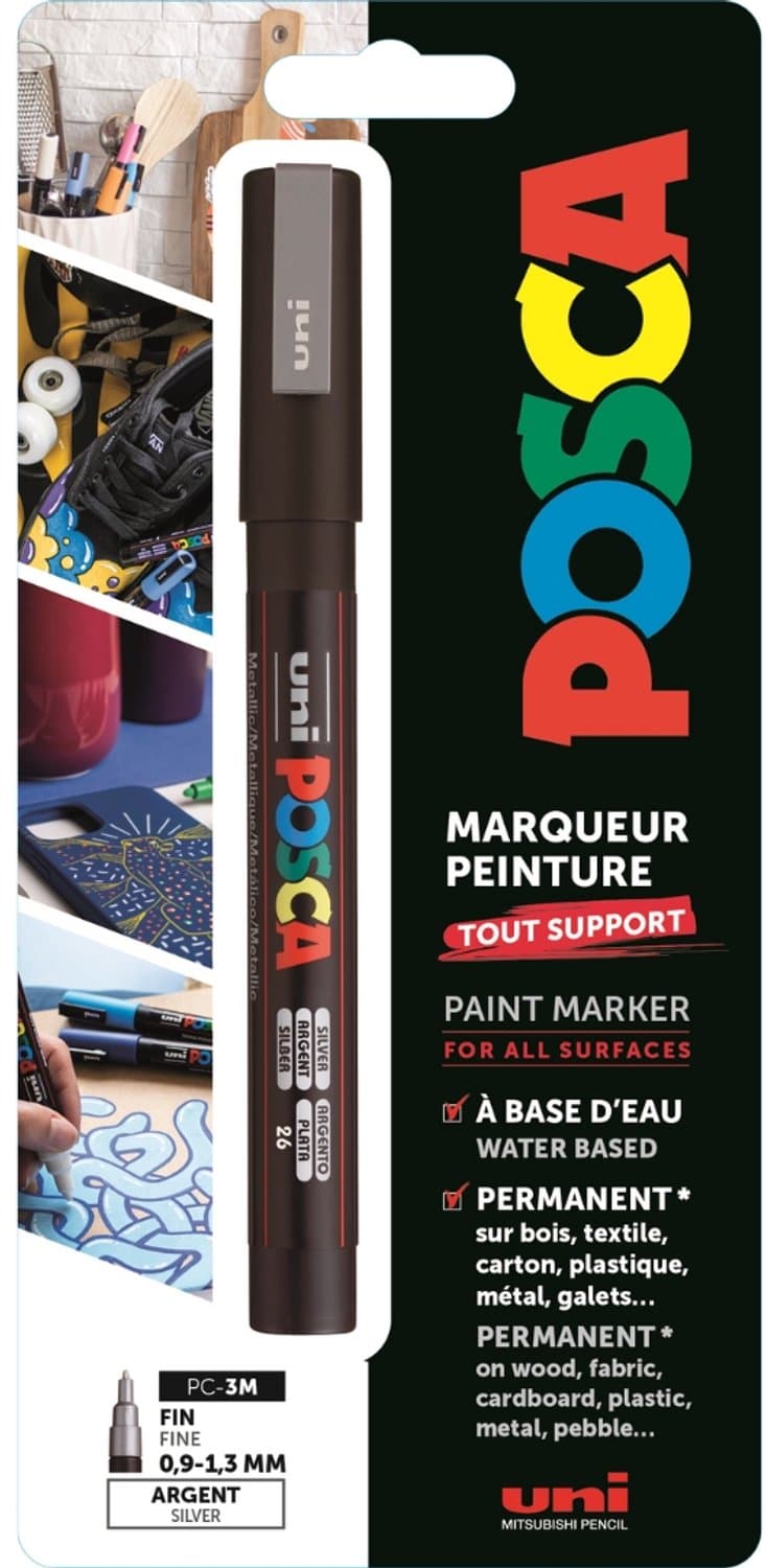 Uni Posca Uni Posca Verfmarker 3M Zilver Blister