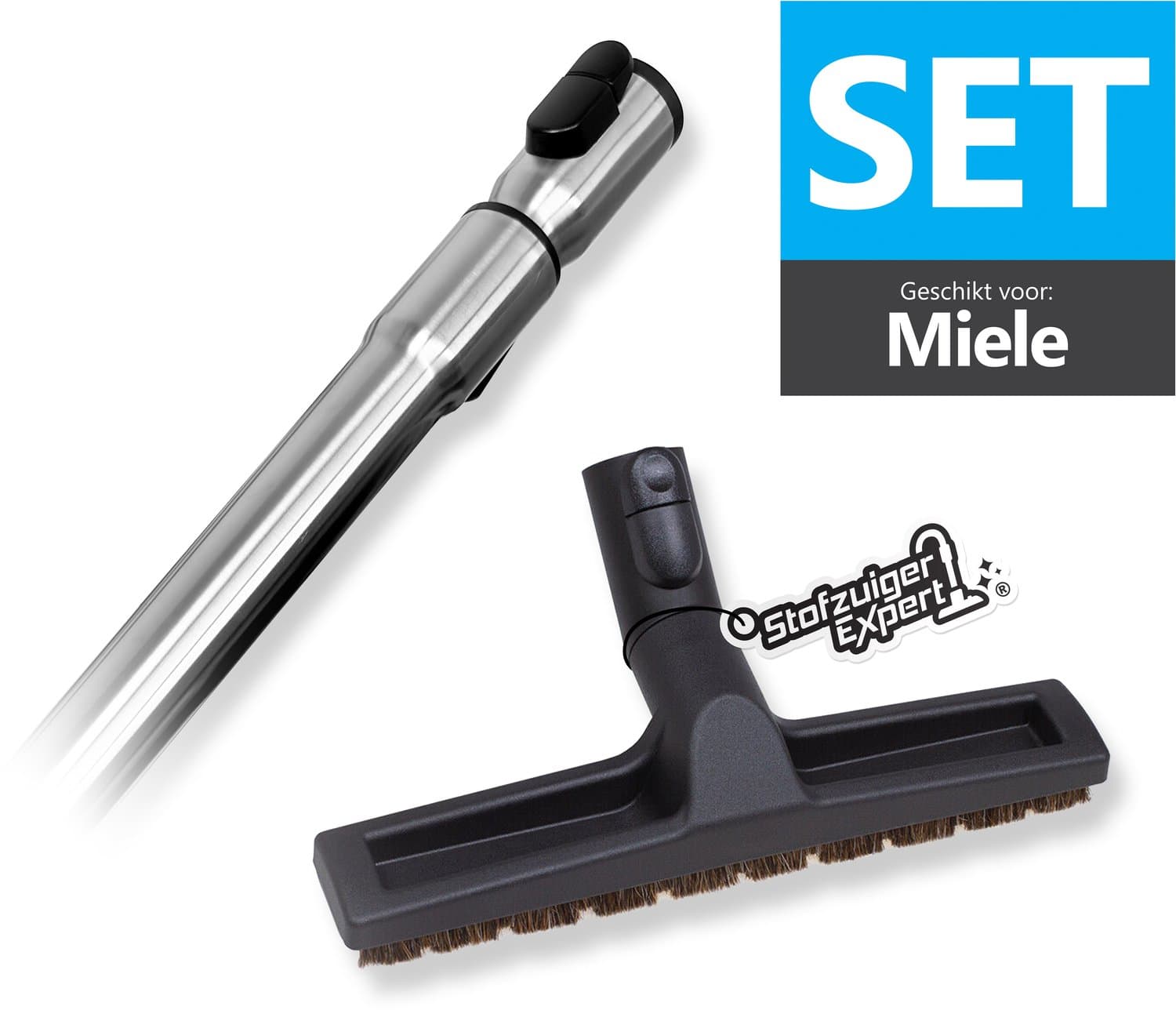 Parket Mondstuk en Telescopische Zuigbuis Set Geschikt voor Miele - Geschikt voor alle slede stofzuigers van Miele - O.a. geschikt voor Guard L1, M1, S1, C3, C2, C1, S8, S6, S5, S4, S2, S8000, S6000, S5000, S4000, S2000, S700, S500, S400, S300 etc.