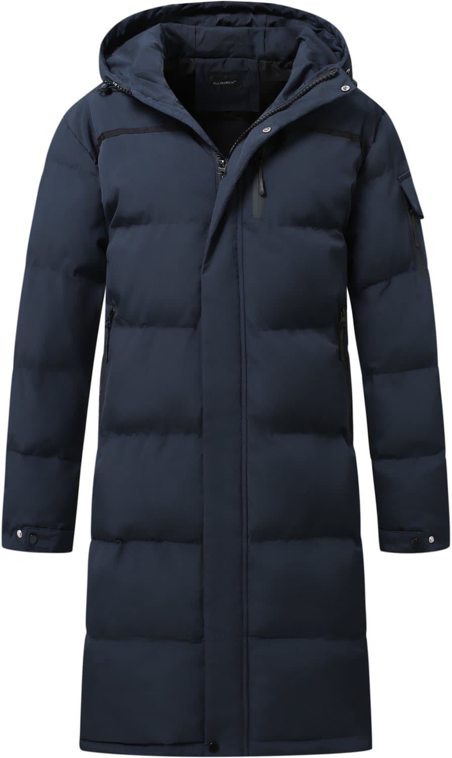 ALLTHEMEN Heren Lange Gewatteerde Winterjas met Capuchon - Warm Winddicht - 3XL