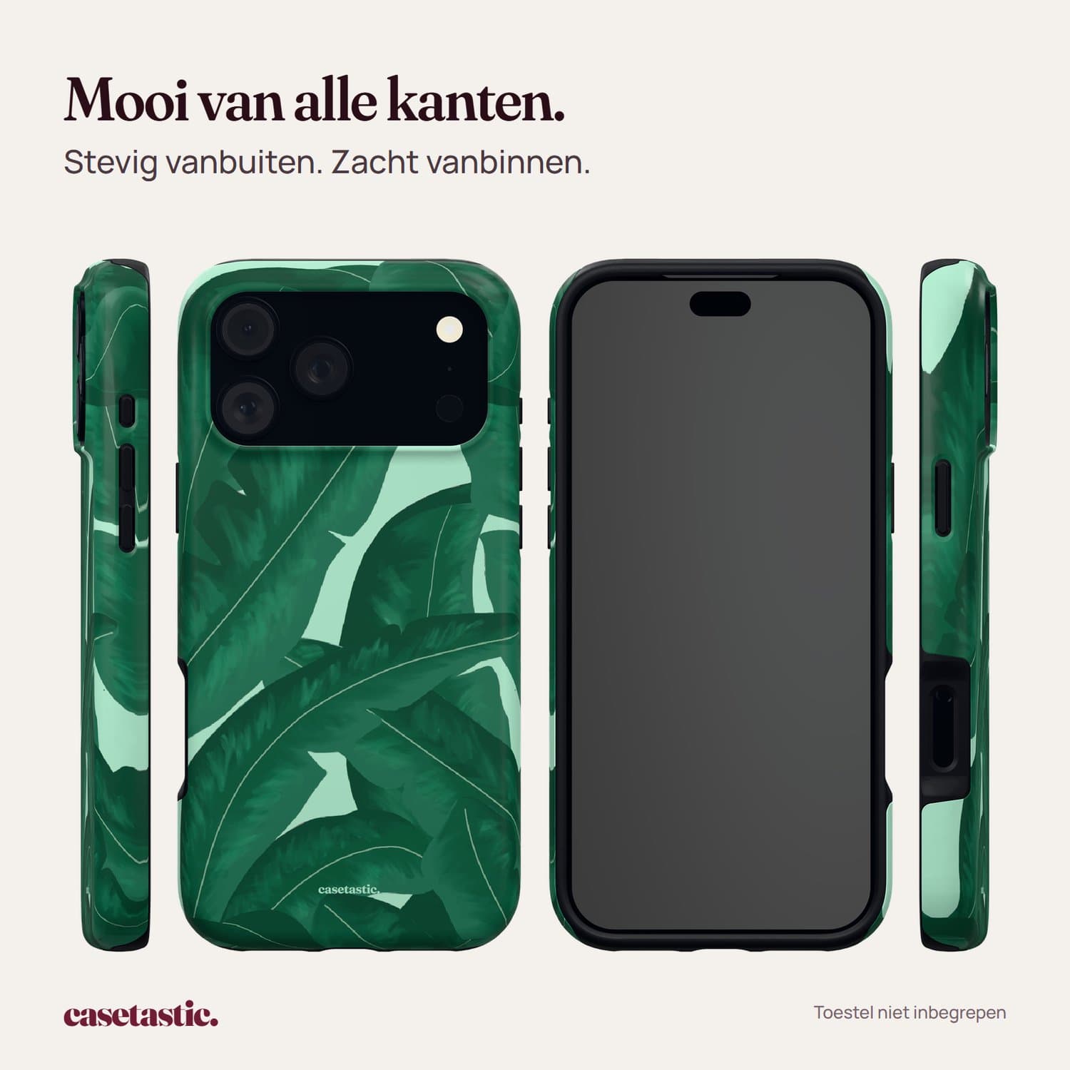 Casetastic Hoesje Geschikt voor Apple iPhone 18 Pro Max/17 Pro Max - Stijlvolle Beschermende Duo-layer Case - Bananen Bladeren Jungle