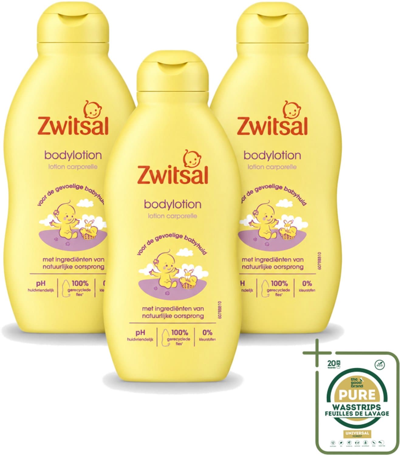 3 x Zwitsal - Babyverzorging - Bodylotion - Voor de Gevoelige Babyhuid - 200 ml - Wasstrips - Babyhuid Verzorging - Baby Bodylotion - Zwitsal Bodylotion - Gevoelige Huid - Hydraterende Bodylotion