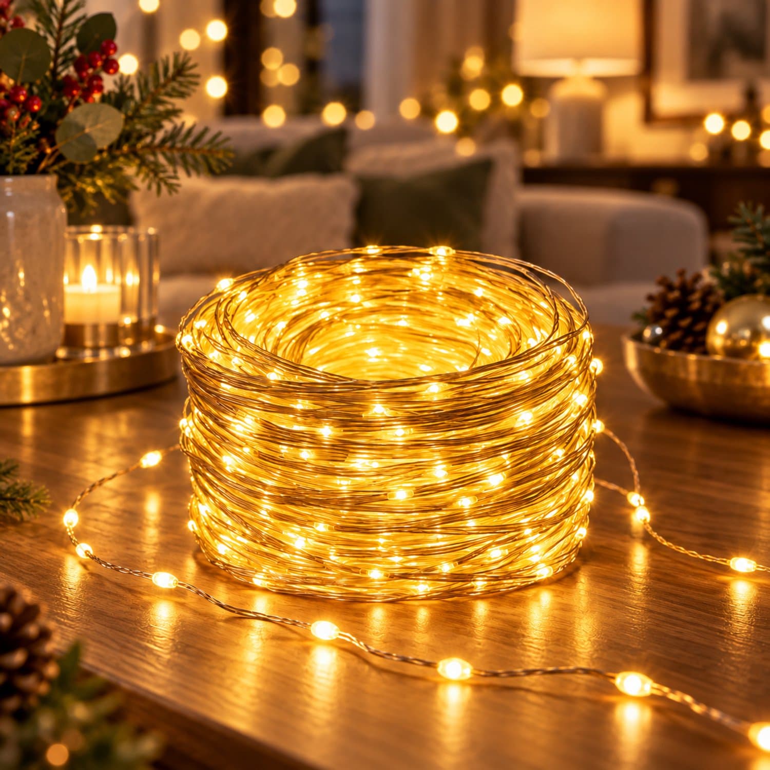 Lapamax Kerstverlichting Buiten 800 LED 100 m - Lichtsnoer met IP44 Adapter - Fairy Lights met 8 Lichtstanden & Geheugenfunctie - Lichtslinger en Tuinverlichting voor Grote Oppervlakken, Gevel, Bruiloft & Evenement - Warm Wit