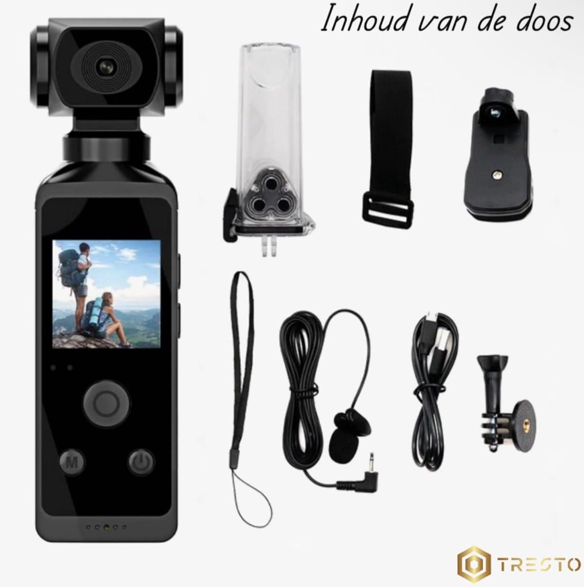 TRESTO – Actiecamera – 4K Sportcamera – Met Display - Waterdicht 30m – Outdoor Avontuur – Onderwater Camera