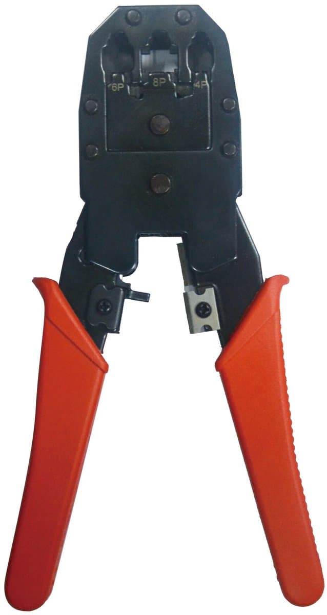 Krimptang voor RJ45, RJ12, RJ11 en RJ10 connectoren - metaal / rood/zwart