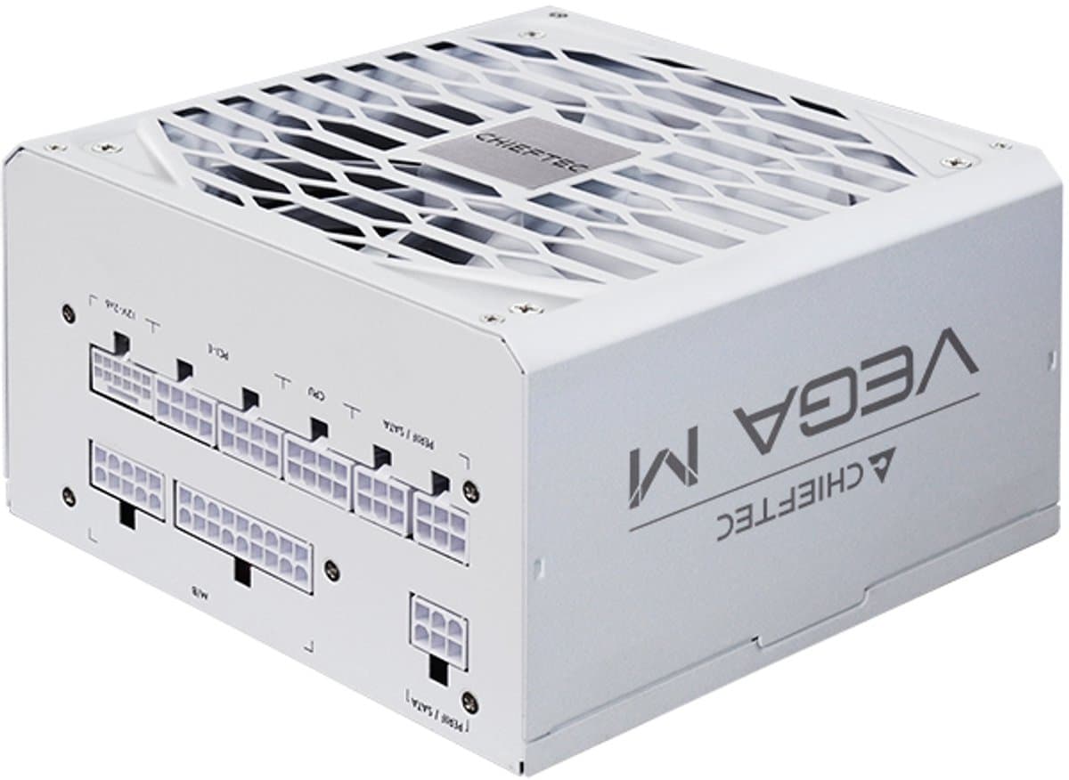 Chieftec Vega M White 1000W - ATX12V 3.1 - 80- Plus Gold - 1000 Watt - Modulair - 100-240V - Actieve PFC - PCIe 5.1 - 135mm FDB Fan - wit