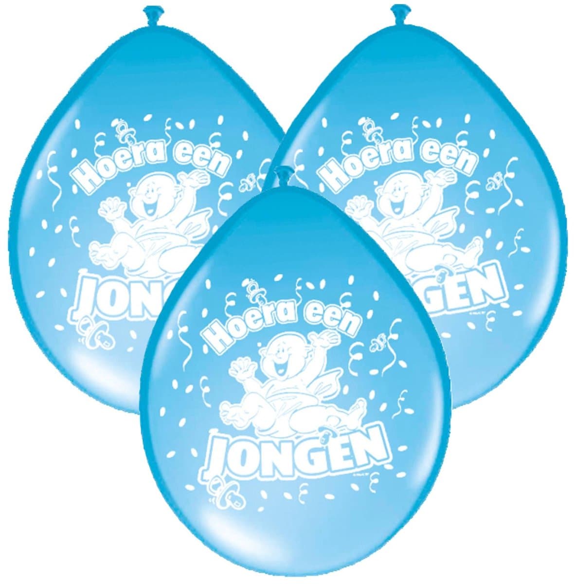 Folat Ballonnen geboorte jongen - blauw - 16x stuks - latex - versiering - feestartikelen - baby geboren