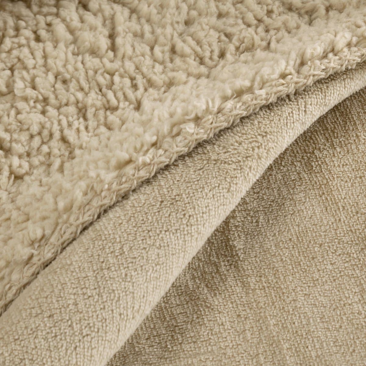 Zachte microvezel plaid teddy 150x200 cm, lichtbeige