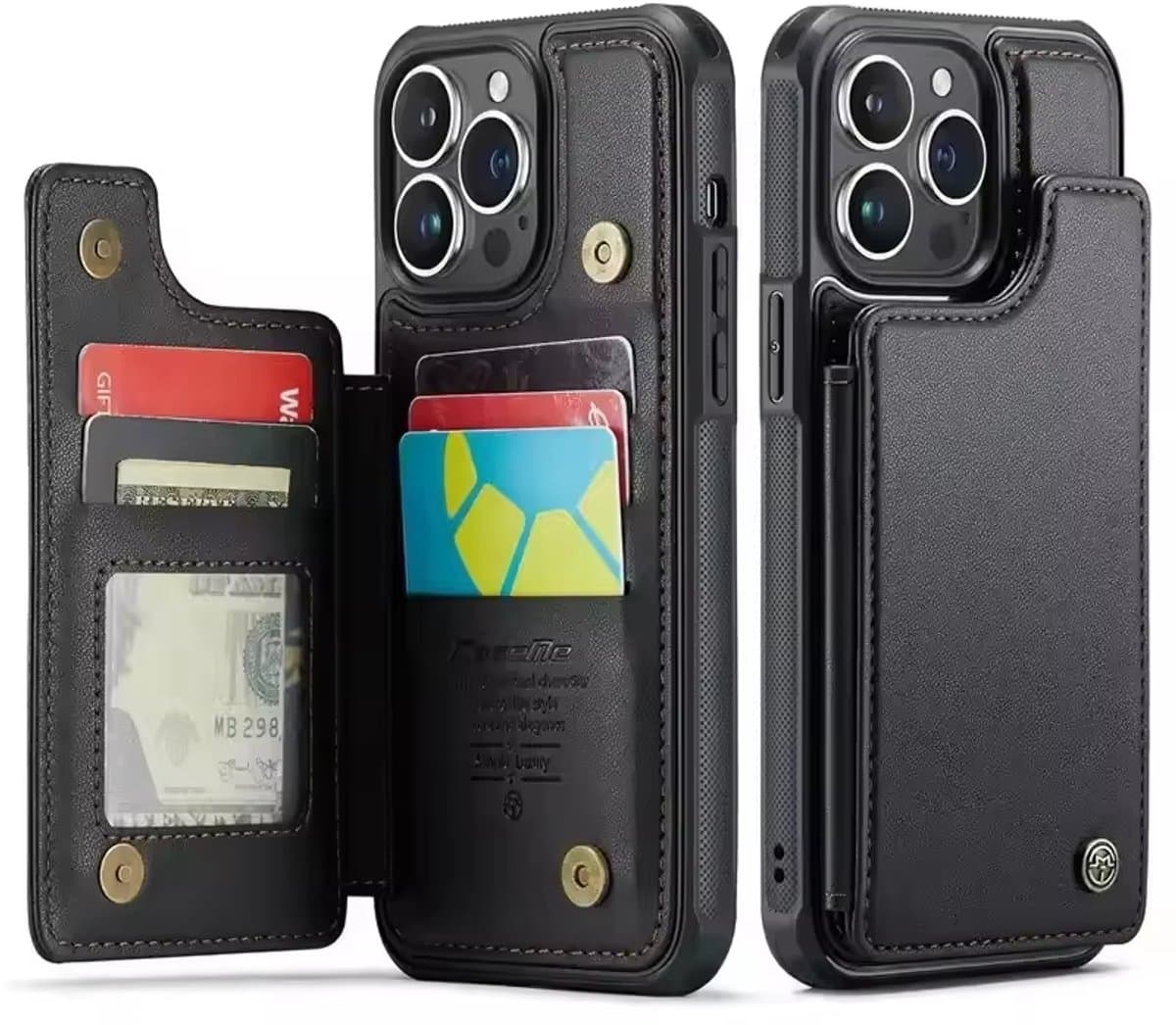 Flip Lederen Telefoonhoesje Geschikt voor iPhone 16 Pro - Magnetische Portemonnee met Kaartvak Achterkant, Draagbaar, Bescherming en Stijlvol Ontwerp