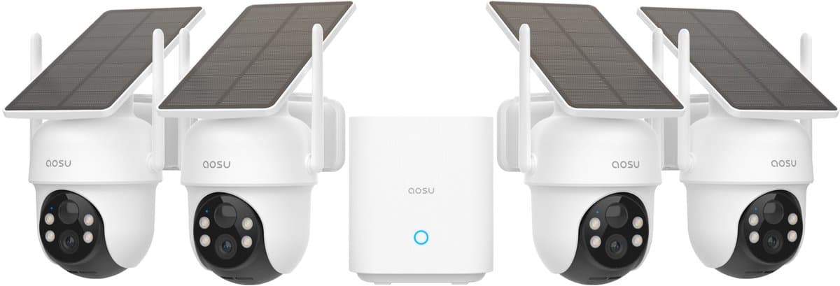 AOSU SolarCam D1 Classic Kit - 4 Beveiligingscamera's met 2K Resolutie - 360° Zicht & AI Tracking