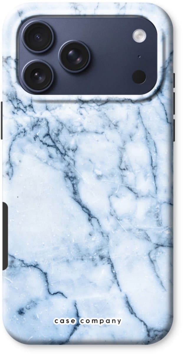 Case Company® - Hoesje geschikt voor iPhone 17 Pro Max hoesje - Blauw marmer - Tough Case - Maximale Bescherming alle Kanten en Schermrand