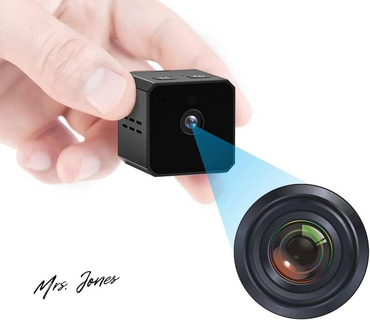 Mrs. Jones Elite Spycam Verborgen Mini Camera - 1080p - Draagbaar - Nachtzicht - Bewegingsdetectie - Binnen en Buiten .