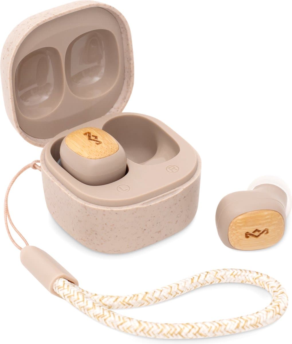 House of Marley Smile Jamaica TWS Draadloze oordopjes - Bluetooth - 14 uur Speeltijd - Met Microfoon - Oortjes Draadloos - Gemaakt van Duurzame Materialen - Cream