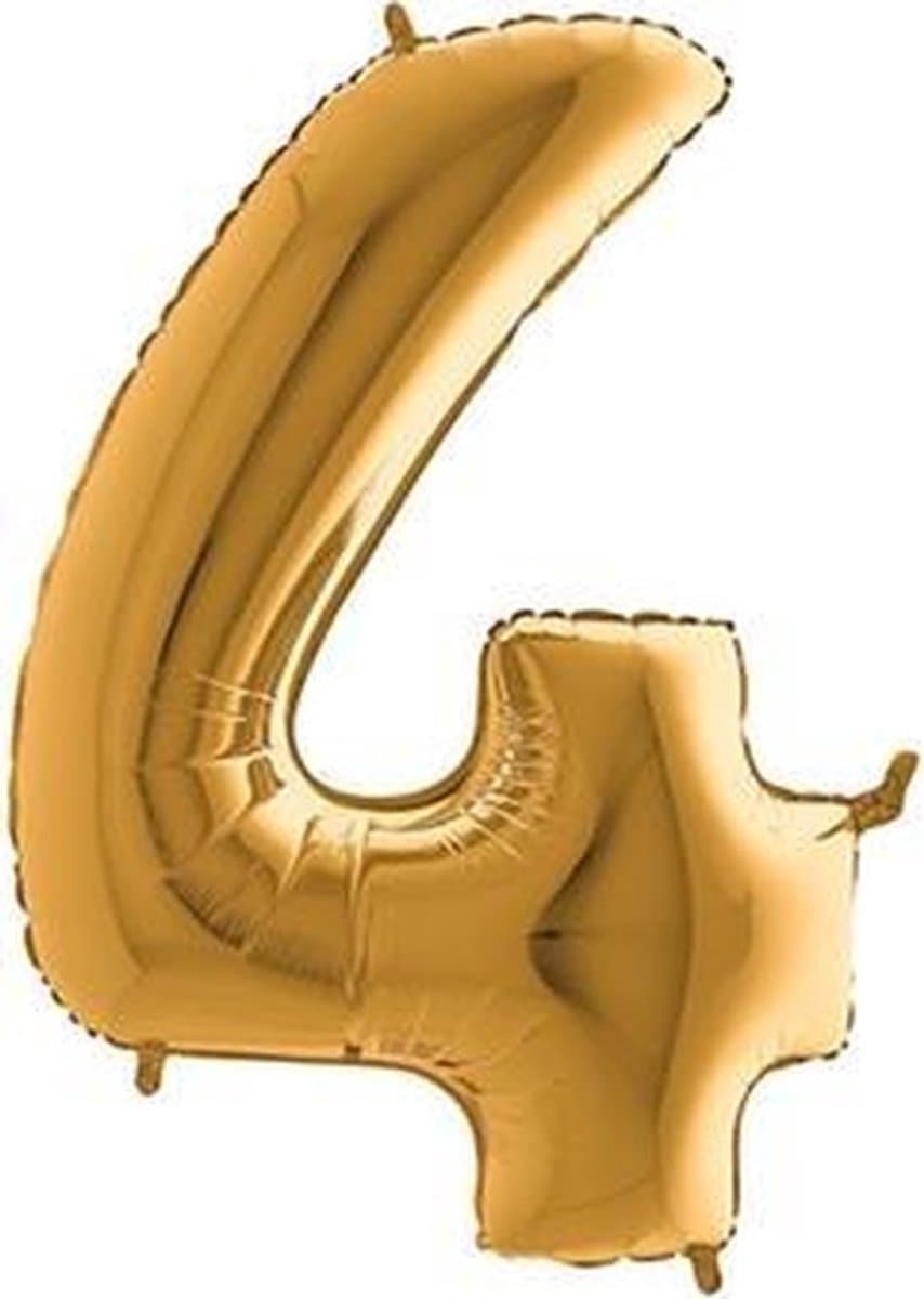 Folie ballon cijfer 4 goud (100cm)