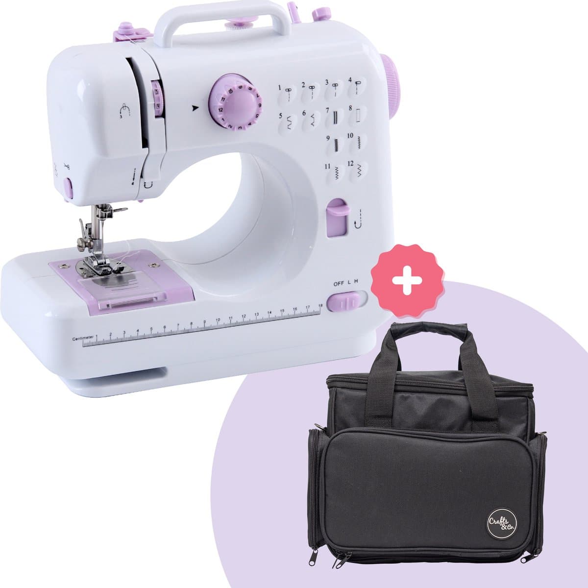Crafts&Co Naaimachine Kinderen - Combideal met Opbergtas - Hobby & Creatief - Kindernaaimachine - Wit
