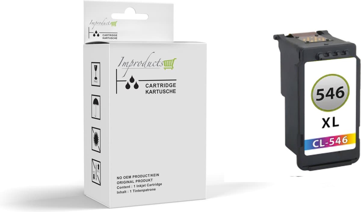 Improducts® Kleur huismerk inkt cartridge voor Canon CL-546XL / 546XL / 546 / CL546 voor IP2850 MG2440 MG2450 MG2455 MG2540 MG2550 MG2555 MG2950 MG3050 MG3051 MG3052 MG3053 MX494 MX495 TR4550 TS3150 TS3350 XL cartridge Kleur