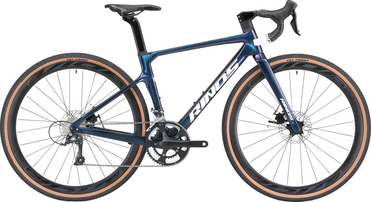 Rinos Sandman 3.0 Carbon - Gravel Fiets - Gravel Bike met SHIMANO 105 ST-R7000 - 22 versnellingen en schijfremmen - lichte fiets voor dames en heren - 700 x 40C - Kameleon Blauw-Paars 58