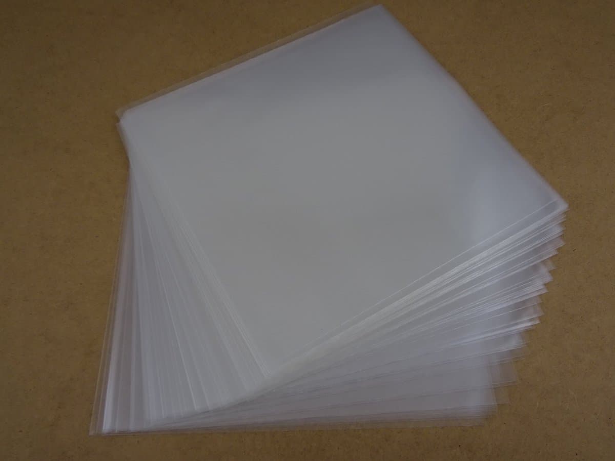 100 LP BUITENHOEZEN GLASHELDER STANDAARD DIKTE 90 micron (GOEDE KWALITEIT, 0.09mm dik) - hoes, LP hoezen, sleeve, outer sleeves, beschermhoezen, platenhoezen, buitenhoes, beschermhoes, transparant, plastic, maxi-singles, lps vinyl platen 12", 12 inch