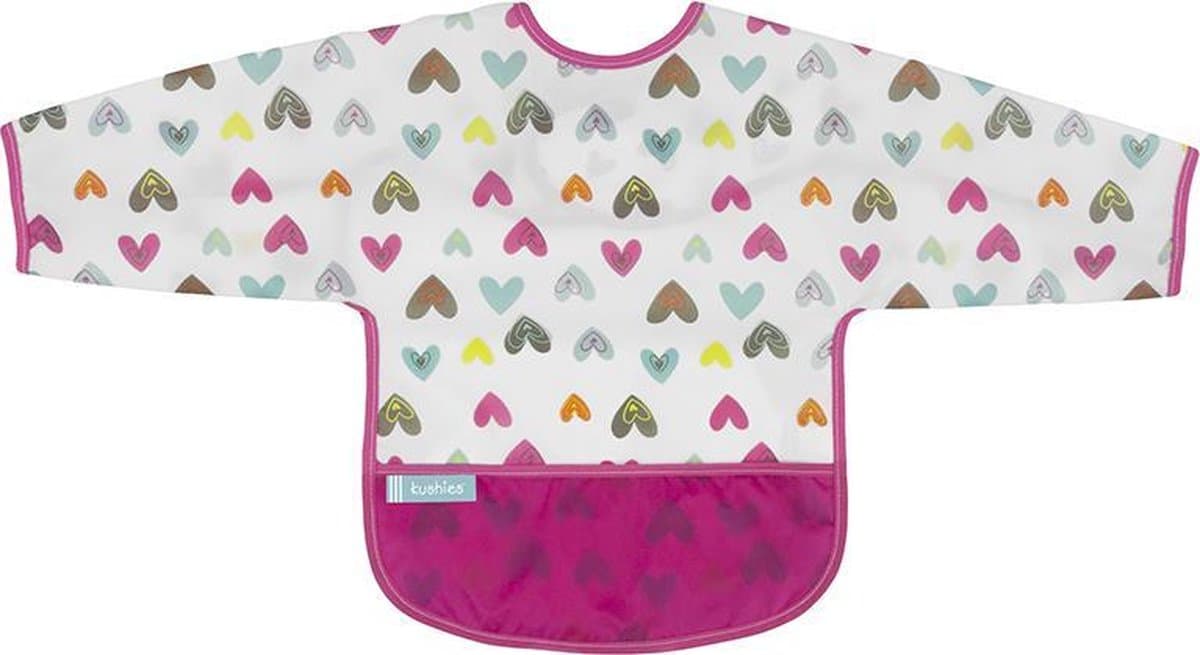 Kushies - Slabbetje -Waterdichte slab - met mouw - Hartjes - 12 t/m 24 maanden