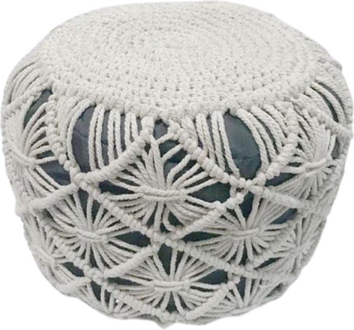 Macrame gevlochten ronde poef 40 x 40 x 30 cm - Macramé - SILUMEN