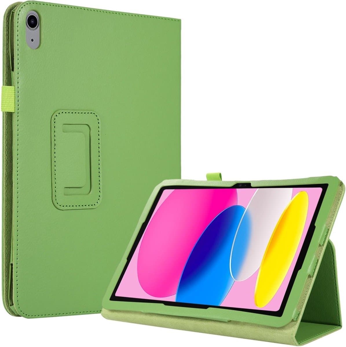 Lunso - Geschikt voor iPad 10 (2022) - Stand flip Bookcase hoes - Groen