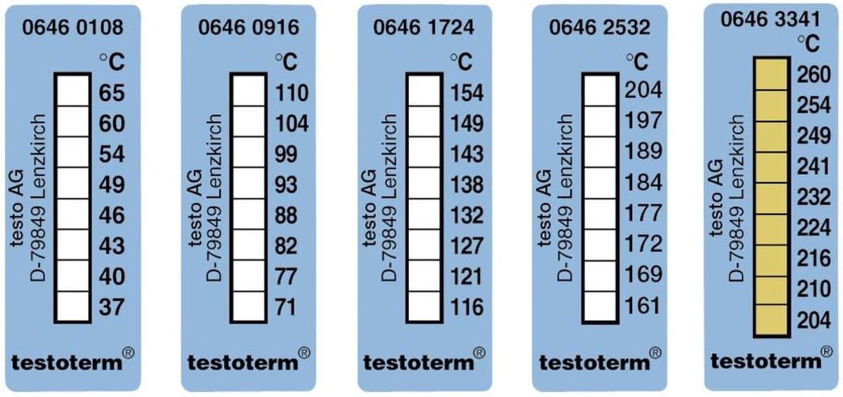 testo testoterm Temperatuurmeetstrip 116 tot 154 °C Inhoud10 stuk(s)