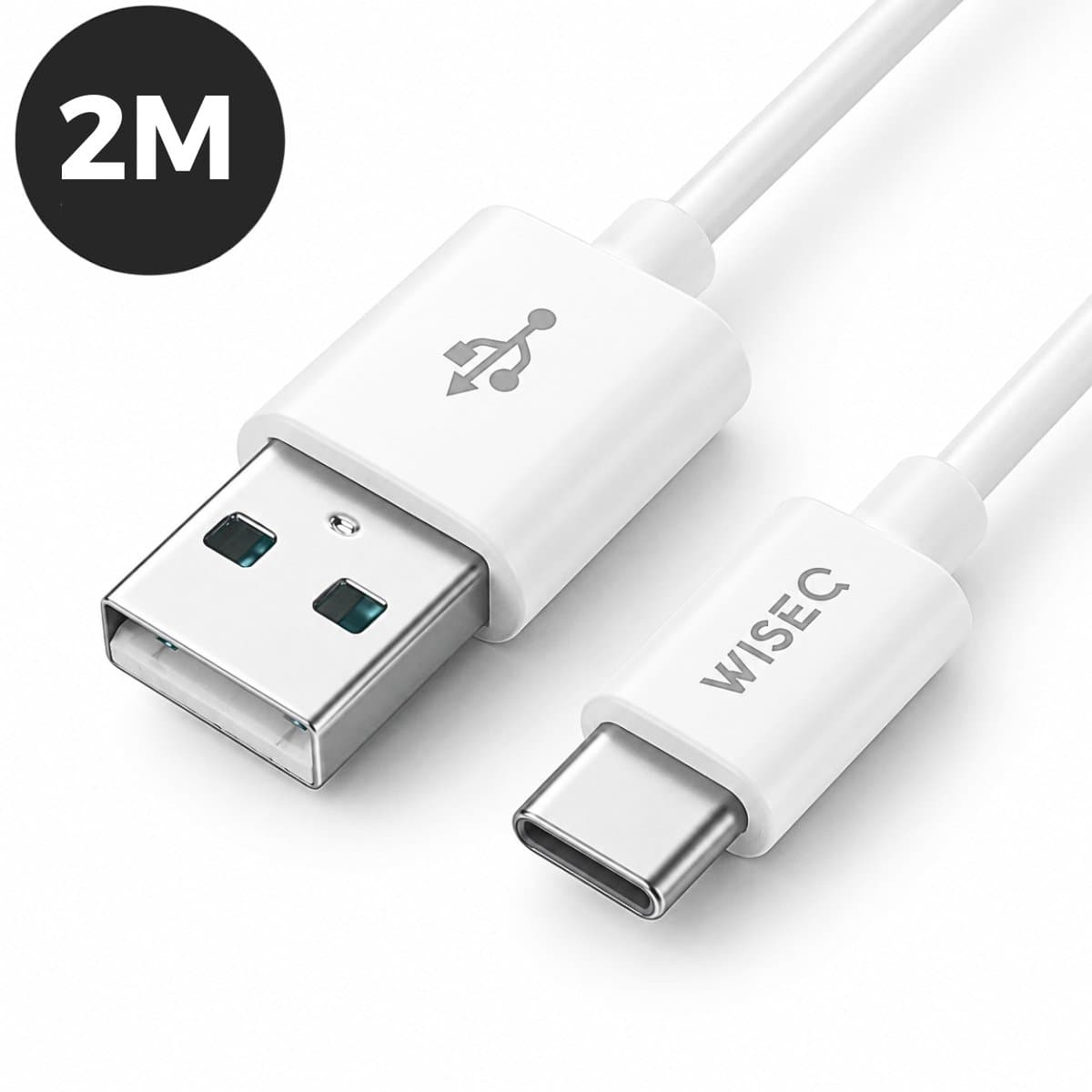 USB A naar USB C oplaadkabel – 2 Meter – USB-C kabel geschikt alle Apparaten – USB-C kabel Zwart - WiseQ