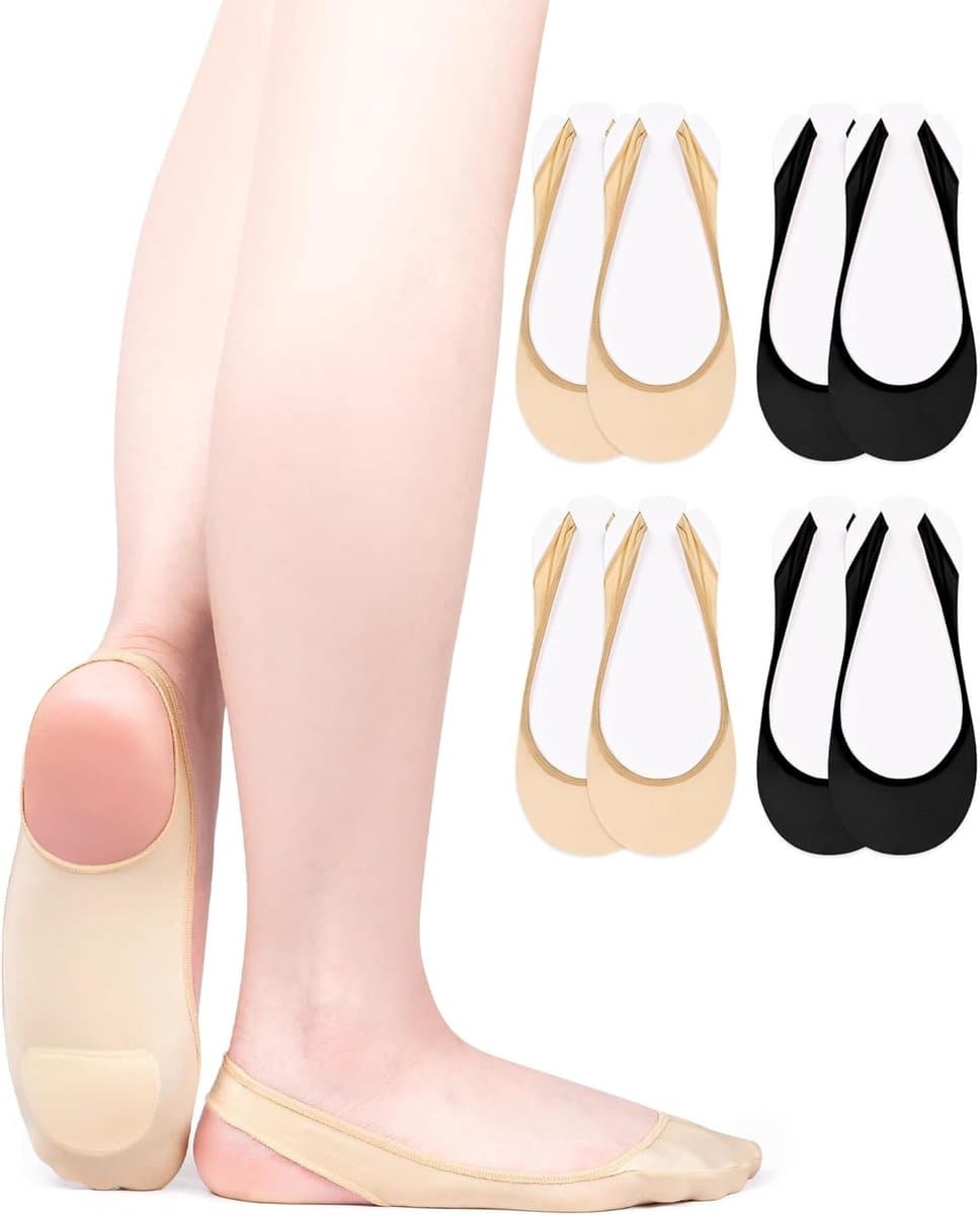 4 Paar Dames Slingback Sokken - Onzichtbare Antislip Sokken voor Voetbescherming en Comfortabele Hakken