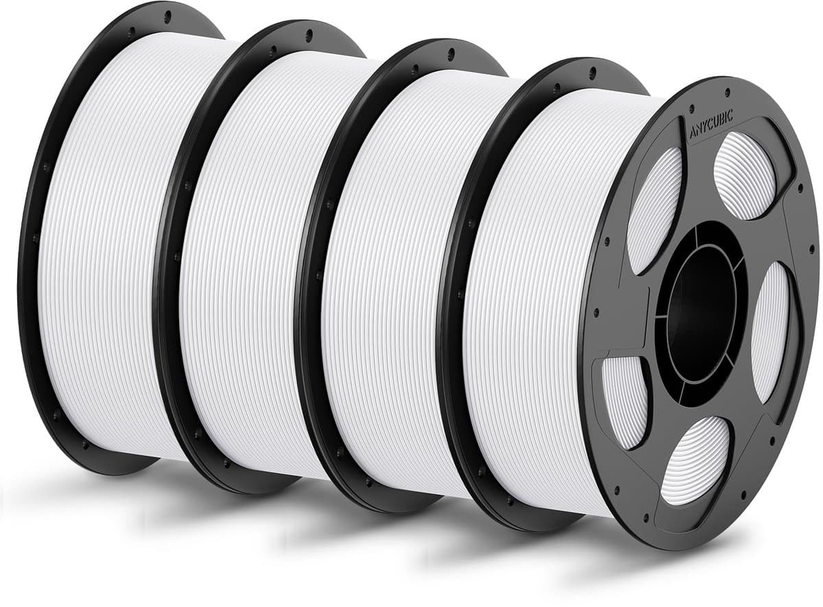 PLA filament 1,75 mm, navulling PLA en spoel kit, 3D-printerfilament, PLA, vacuümverpakking, intelligente identificatie, 4 kg, wit
