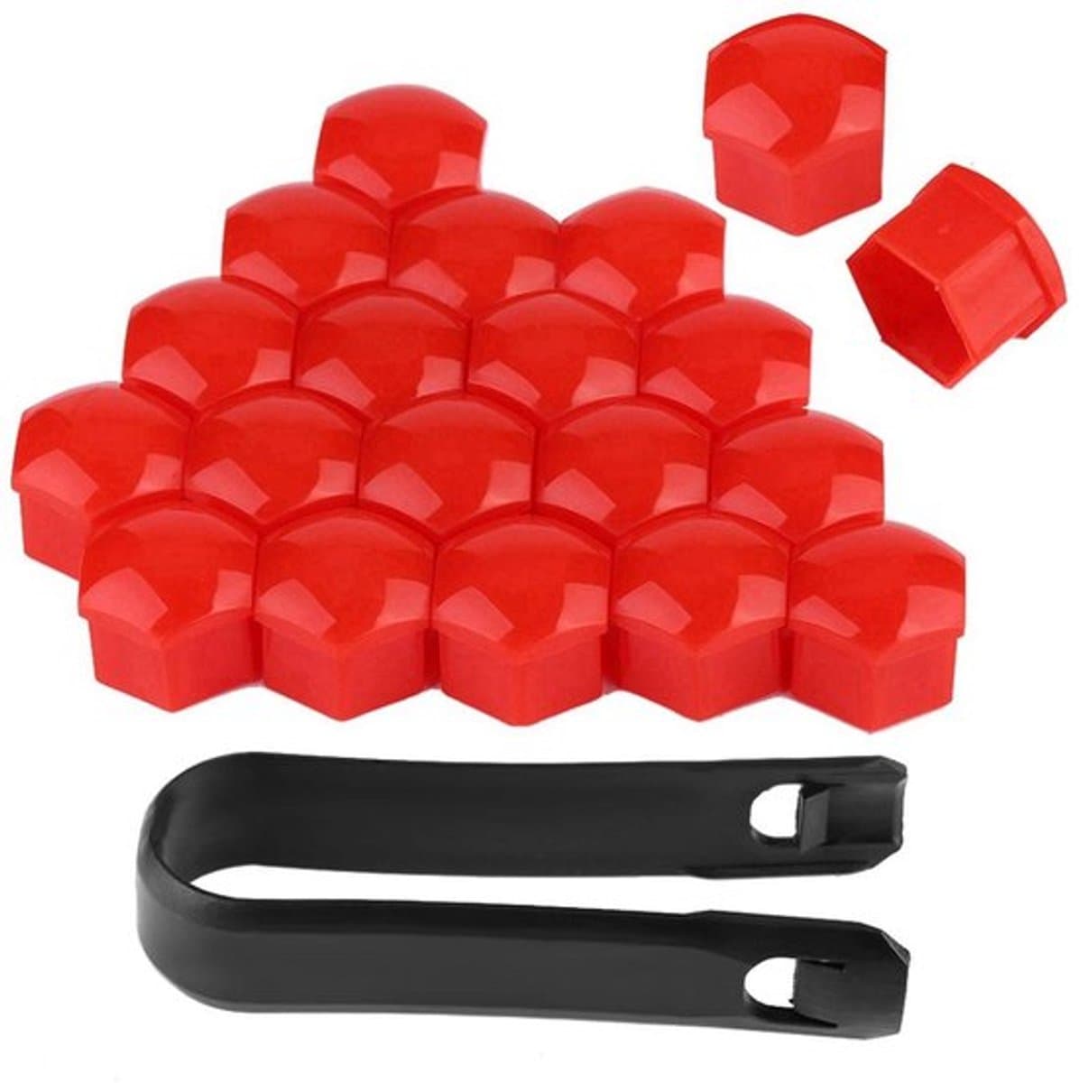 Auto Wielmoer Sokken, Wielmoerkappen 19mm, 20 stuks 19mm Auto Wielmoerkappen Auto Naaf Schroefdeksel Bouten Velgen Buitenbescherming (Rood)