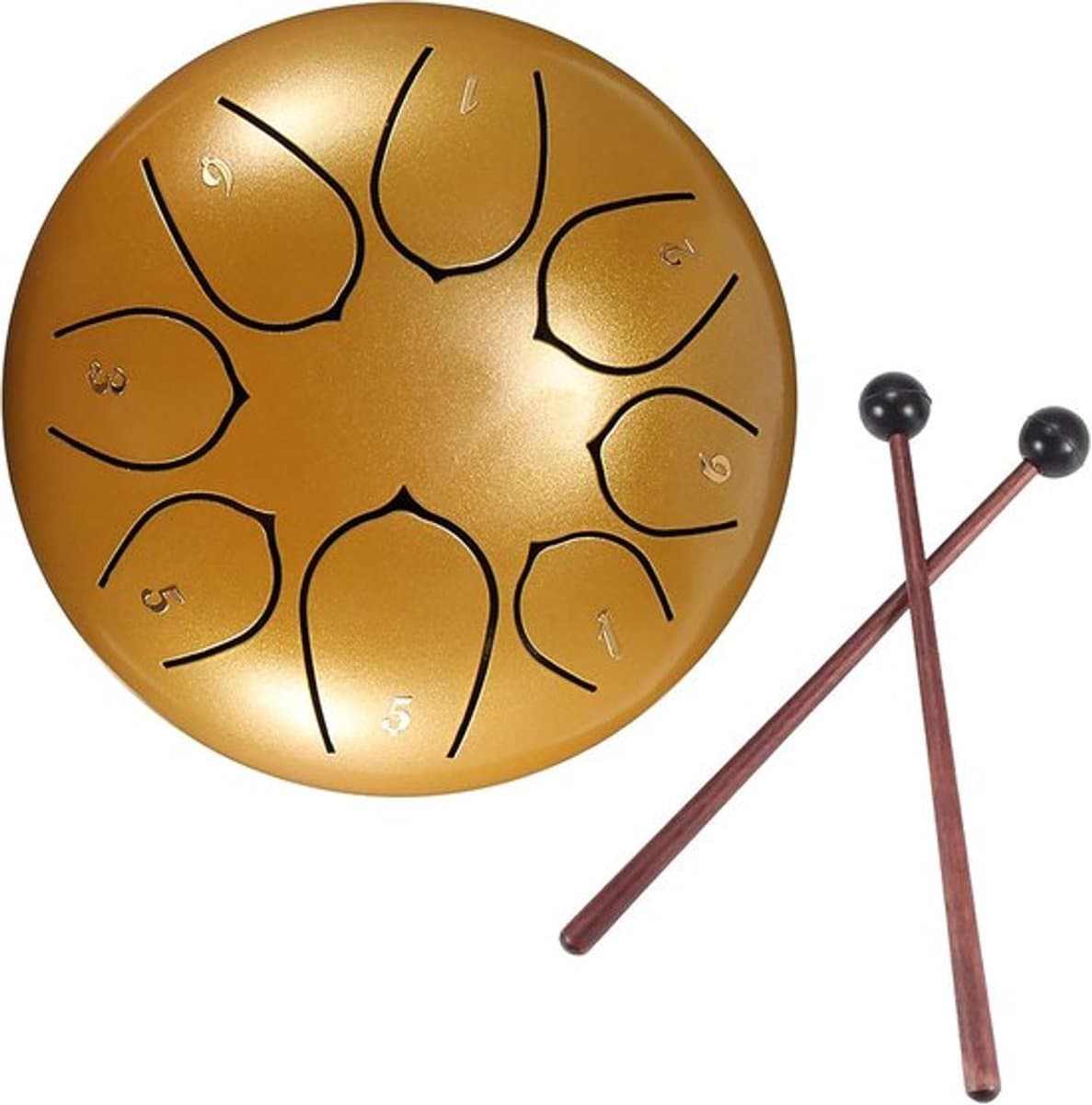 6 inch handpan-percussie-drum - 8-toon etherische druminstrumentenset met draagtas - 2 drumstokken - instructieboek - 4 vingerpicks (goudkleurig)