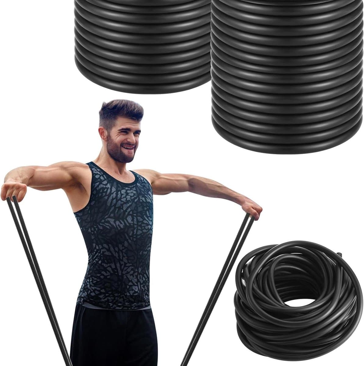 Weerstandsband Rol - Oefenband Tubing - Kracht Training - Snijdbaar Lengte - 15 Meter - Zwart